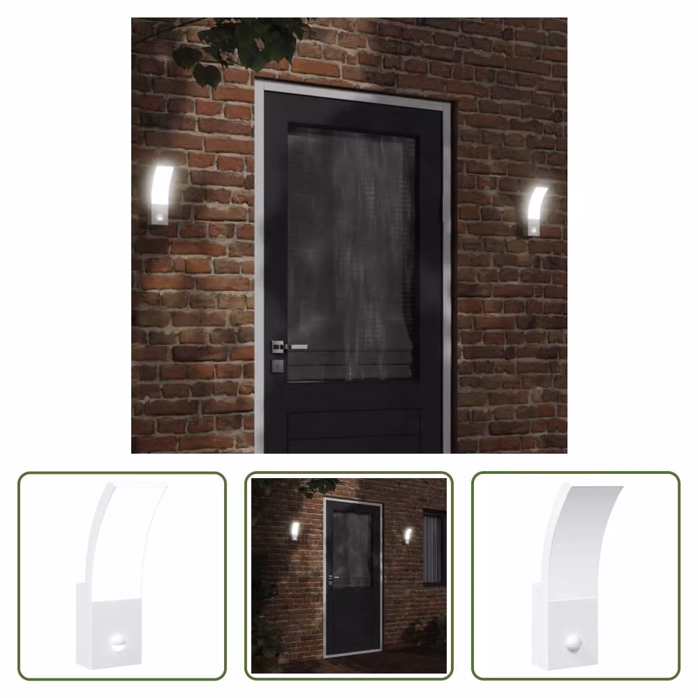 The Living Store Applique da esterno a LED con sensore in alluminio pressofuso bianco