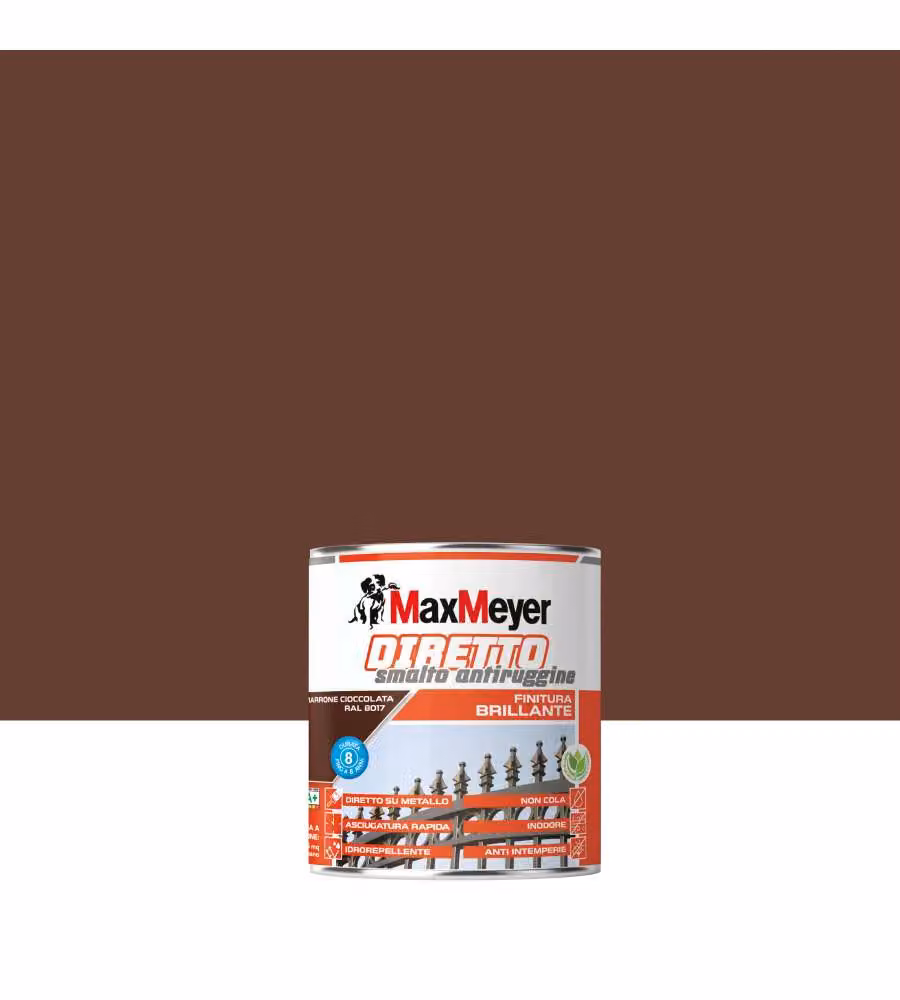 MaxMeyer Smalto Antiruggine Diretto Brillante Marrone Cioccolato RAL 8017 - 0,75L