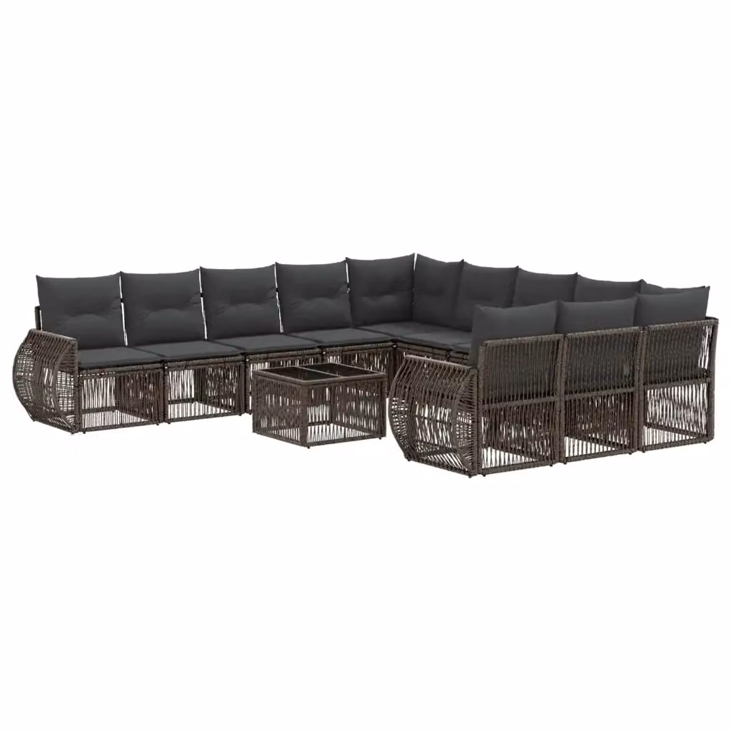 Set Divano da Giardino vidaXL a forma a U in Polyrattan con Tavolino, Grigio e Antracite – 2