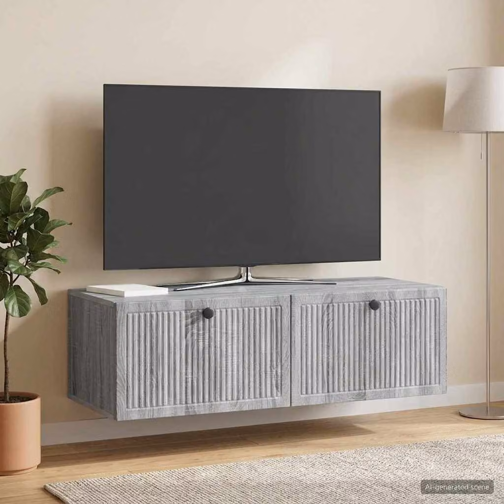 vidaXL Mobile Porta TV da Muro Moderno Grigio L: 98 cm, P: 41 cm, H: 30 cm
