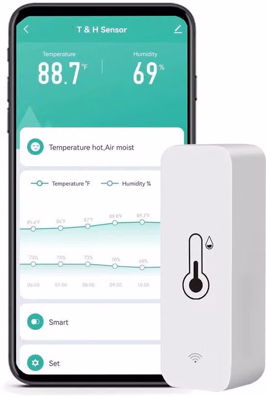 Monitor WiFi intelligente per umidità e temperatura in ambienti interni - Elevata precisione con app e comando vocale