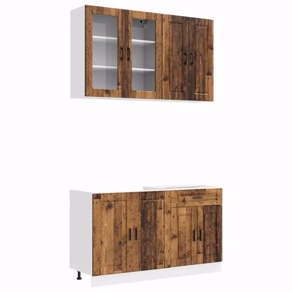 Unità cucina moderna vidaXL in legno e vetro marrone con ante in vetro e cassetti L/P/H: 85,7 x 46,0 x 81,5 cm – 2