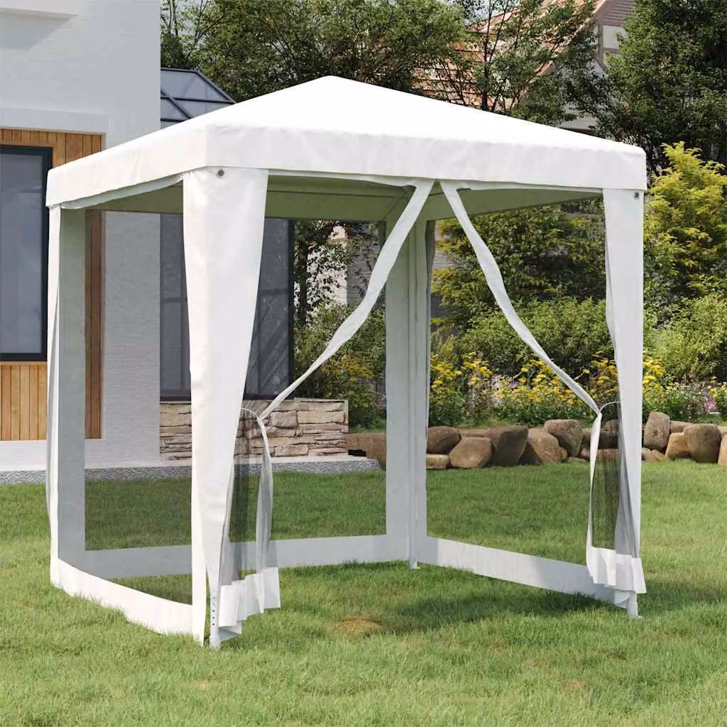 vidaXL Tendone per Feste con 4 Pareti in Rete Bianco L: 240 cm, P: 200 cm, H: 200 cm