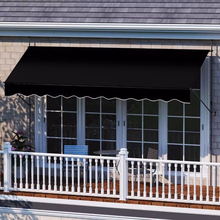 Tenda da sole regolabile per esterni Costway con manovra a manovella in poliestere, Nero, L: 400 cm, H: 210-300 cm