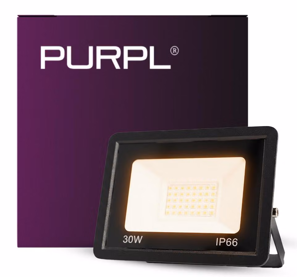 Faretto a LED da 30W | luce bianco caldo 2700K | 3100 lumen | grado di protezione IP66 | resistenza agli urti IK08 | include staffa di supporto | colore nero