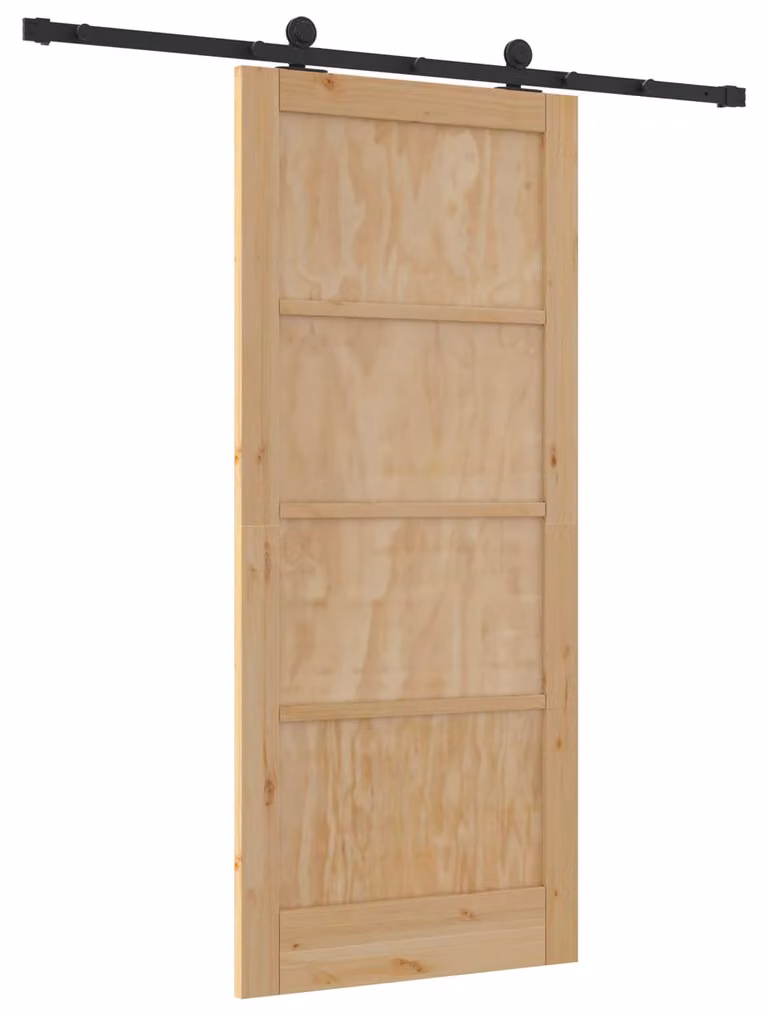 Porta scorrevole Naturale e Nero 86 x 198,5 cm