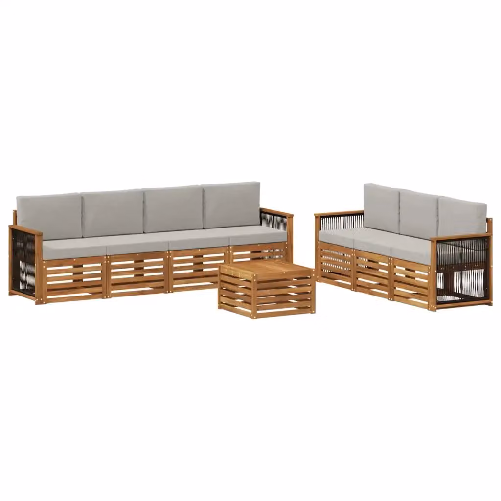 Set di divani da giardino vidaXL in legno di acacia con cuscini beige e grigio – 2
