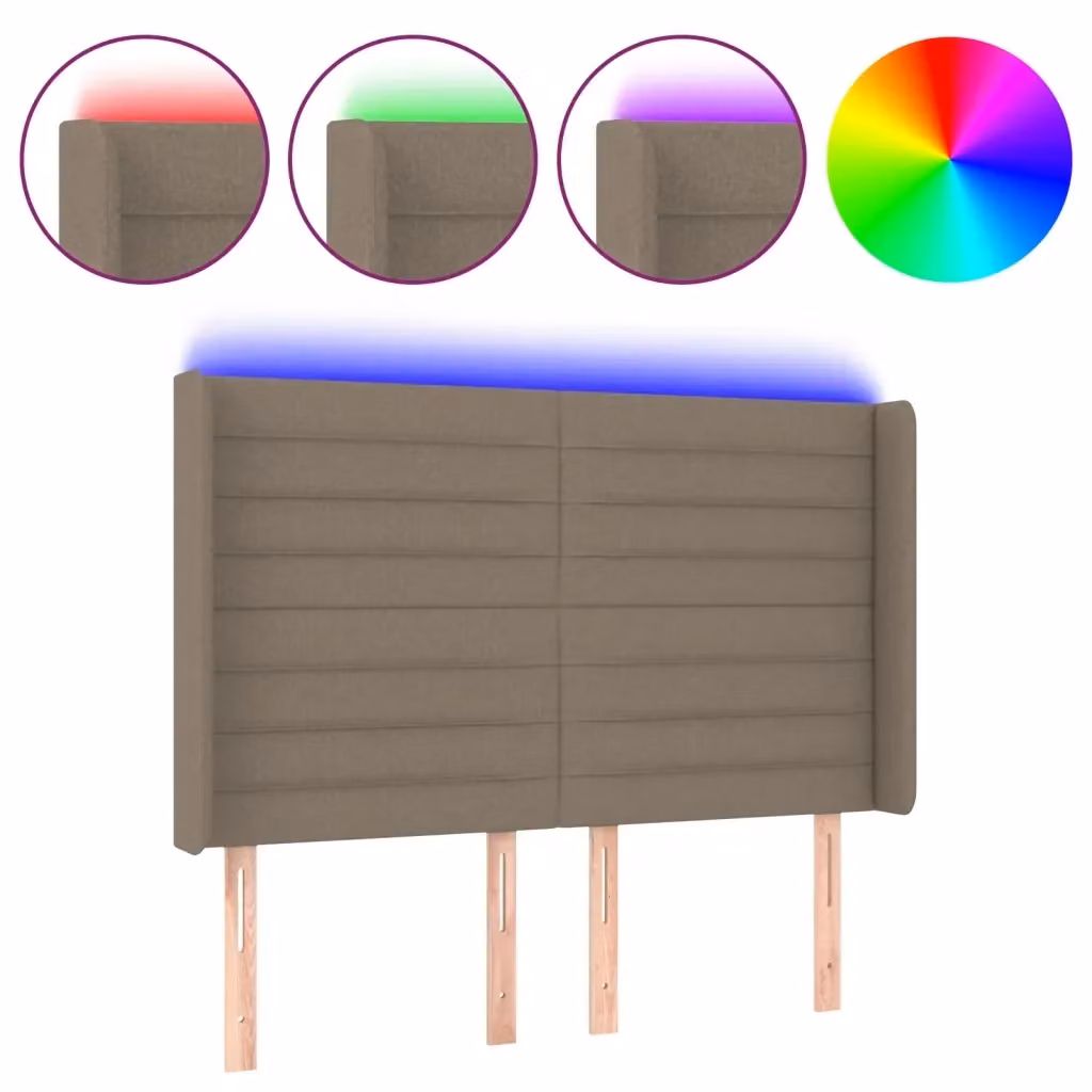 Testiera con LED e porta di ricarica USB vidaXL in tessuto tortora L: 147 cm, P: 16 cm, H: 118-128 cm – 2
