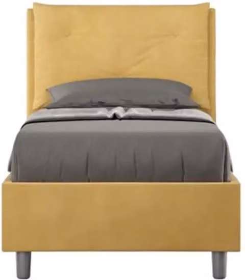 Letto singolo senza rete imbottito 90x200 microfibra ocra Appia