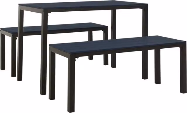 Set da Pranzo da Giardino 3 pz | Set Salotto da Giardino in Acciaio e WPC Nero