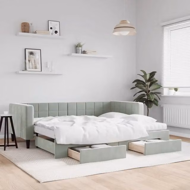 Divano Letto Moderno vidaXL Grigio con Struttura Imbottita per Soggiorno e Camera da Letto – 1