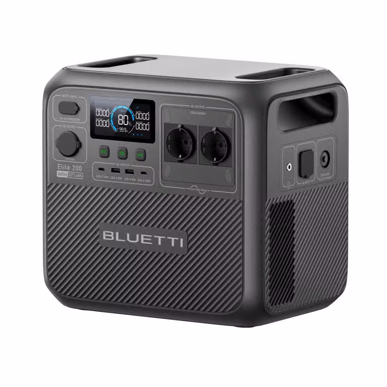 Stazione elettrica portatile BLUETTI Elite 200 V2, batteria di backup LiFePO4 da 2073,6Wh con 2 uscite AC da 2600W, generatore solare per campeggio, off-grid