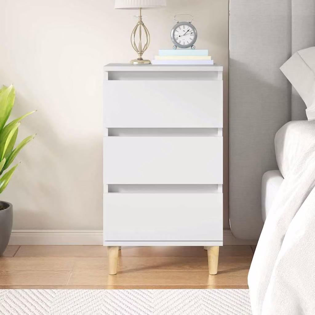 Comodino sospeso vidaXL in legno e MDF, Bianco e Marrone, L: 40 cm, P: 35 cm, H: 70 cm