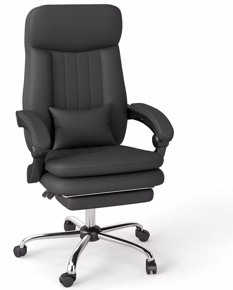Sedia da ufficio ergonomica - Sedia da ufficio con poggiapiedi - Sedia da lavoro confortevole - Sedia da computer, colore nero