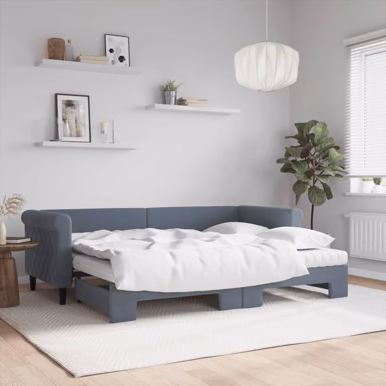 vidaXL Divano Letto Estraibile in Velluto Grigio Scuro con Materasso