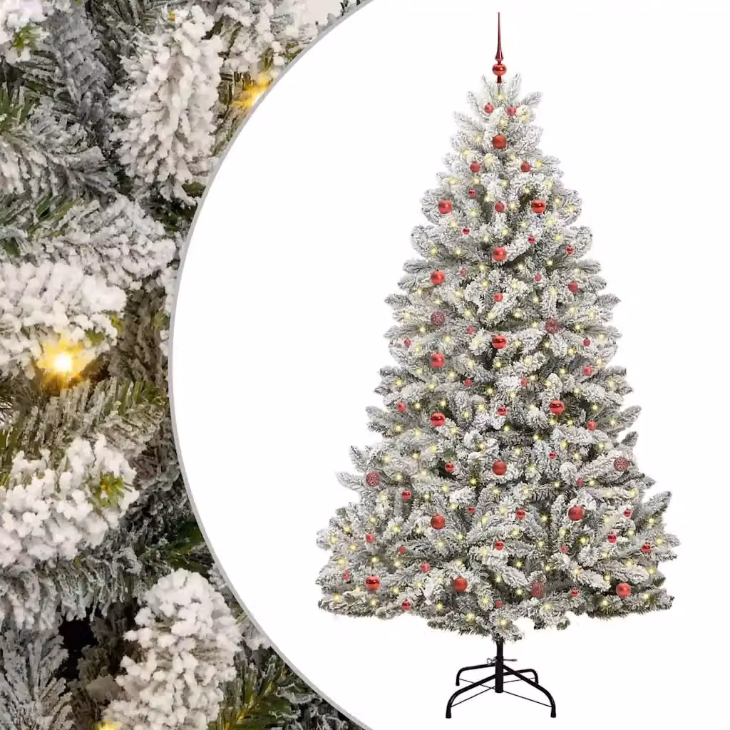 Albero di Natale artificiale moderno vidaXL verde e bianco con 300 LED bianco caldo – 2