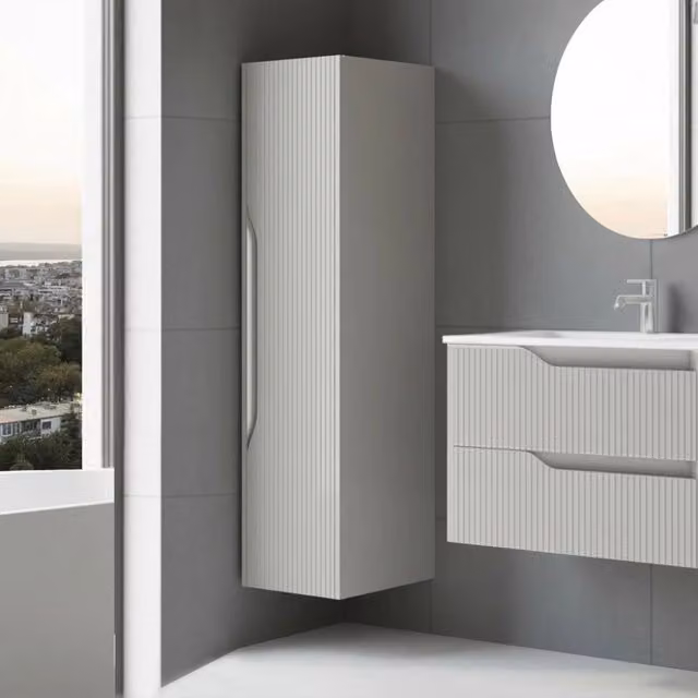 Colonna bagno sospesa Soho colore cashmere opaco effetto cannettato 35x30x120H