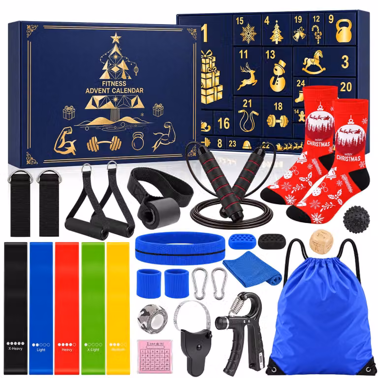 Calendario dell'Avvento per il fitness, da uomo, colore nero, peso 1,3 kg
