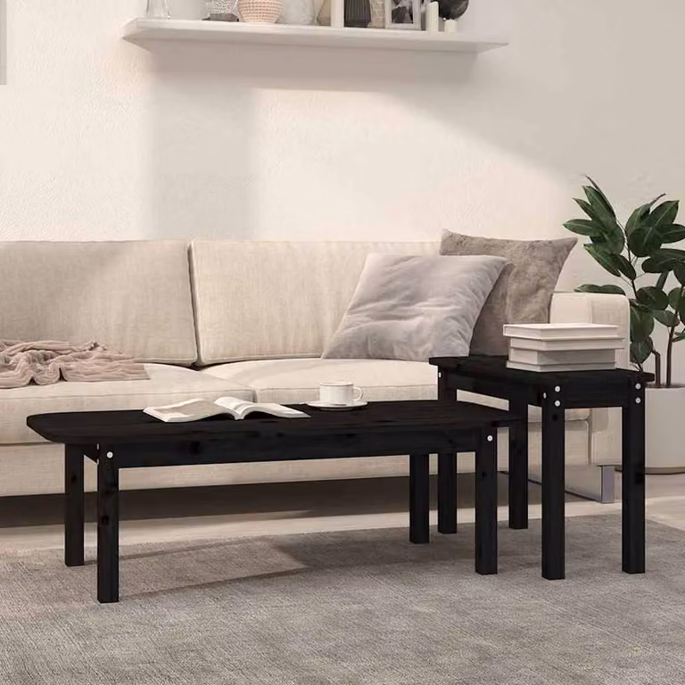 Set di 2 tavolini da salotto vidaXL in legno di pino nero moderno
