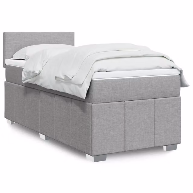 Letto ibrido vidaXL con giroletto a molle e materasso in tessuto grigio e bianco L 80 x P 200 cm