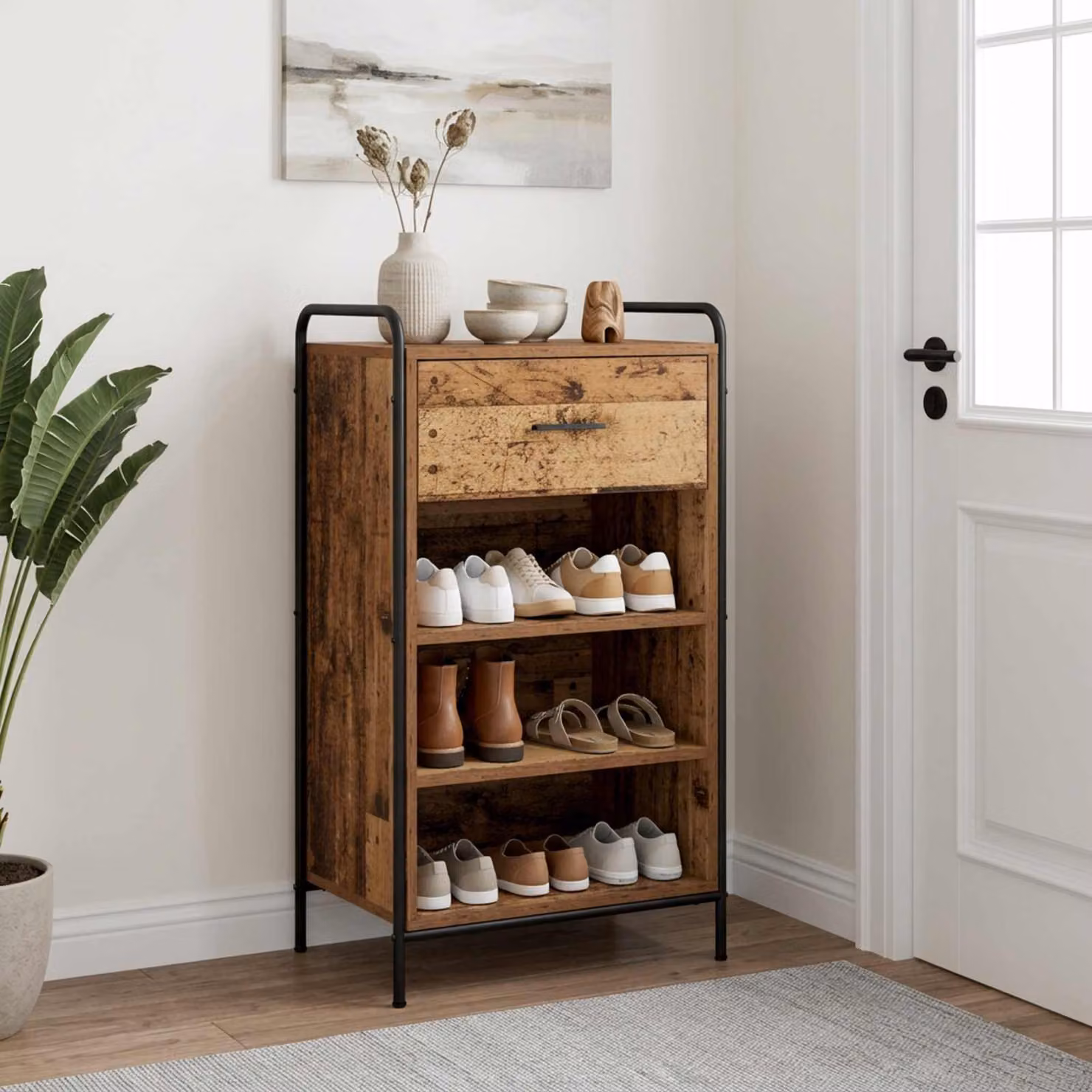 vidaXL Mobile per scarpe 51 x 36,5 x 93 cm Legno ingegnerizzato