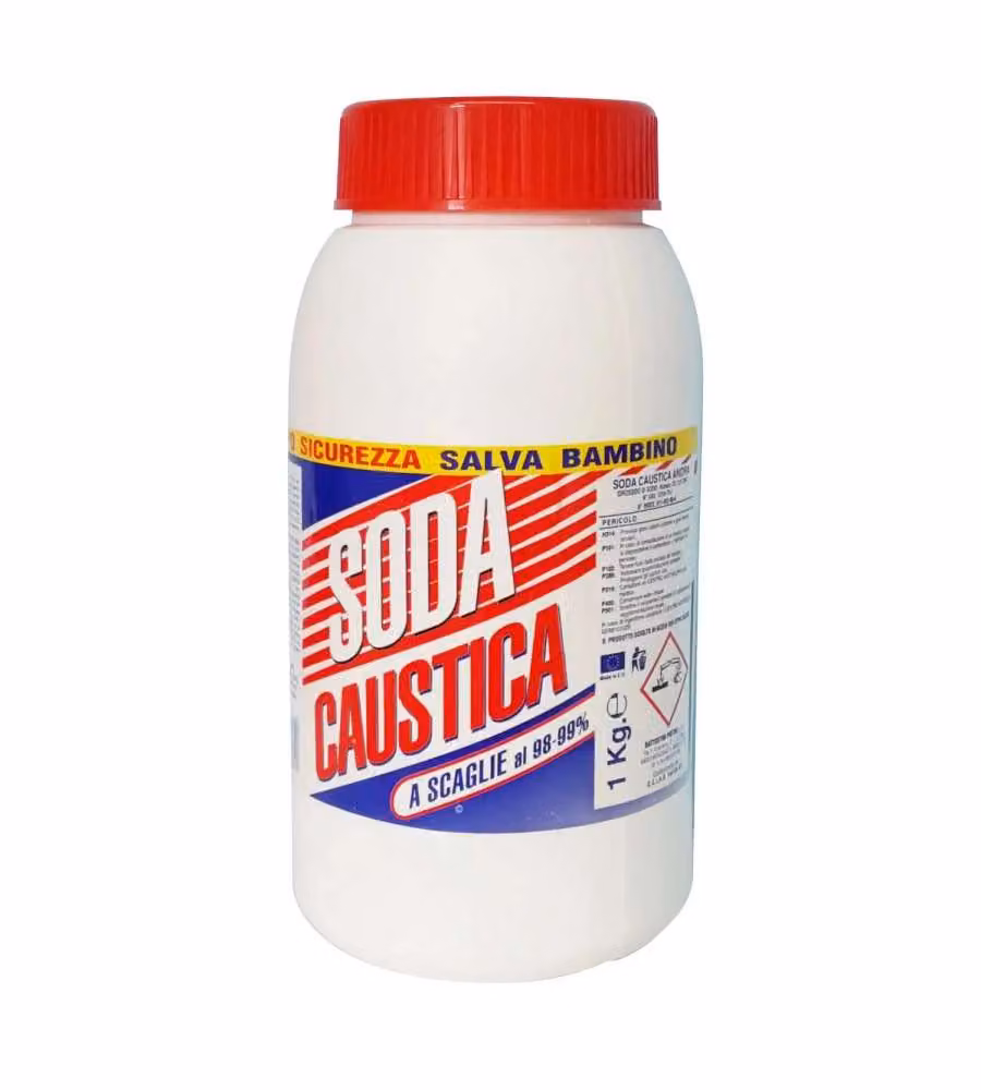 Soda Caustica a Scaglie 1 Kg - Idrossido di Sodio per Sturare Scarichi e Pulizie