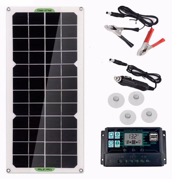 Pannello solare da 30 W, caricabatterie da 12 V con regolatore da 100 A, portatile
