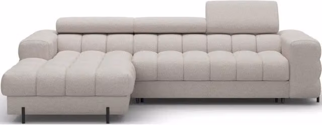 Divano angolare sinistro convertibile MEUBLORAMA beige con funzione letto e poggiatesta regolabile L/P/H: 285 x 99 x 181 cm