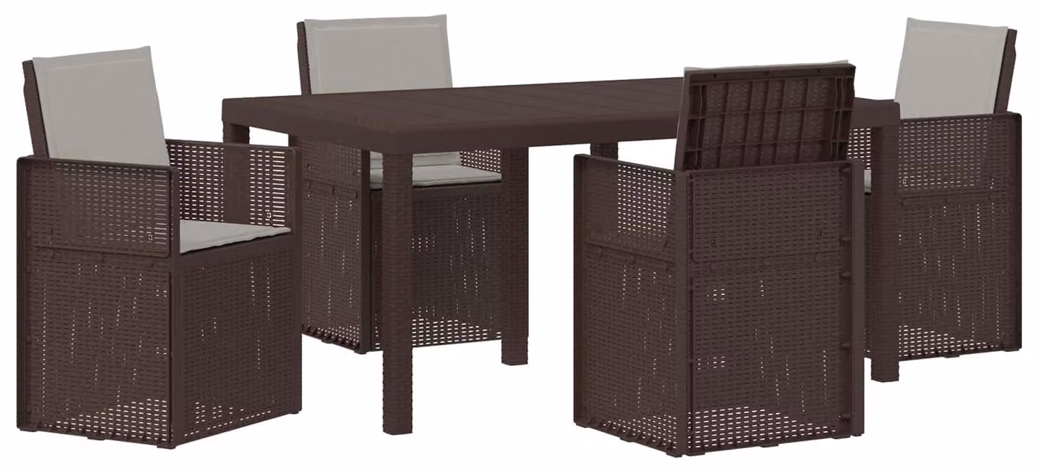 Set da Pranzo per Giardino 5 pcs Marrone e Grigio Chiaro PP