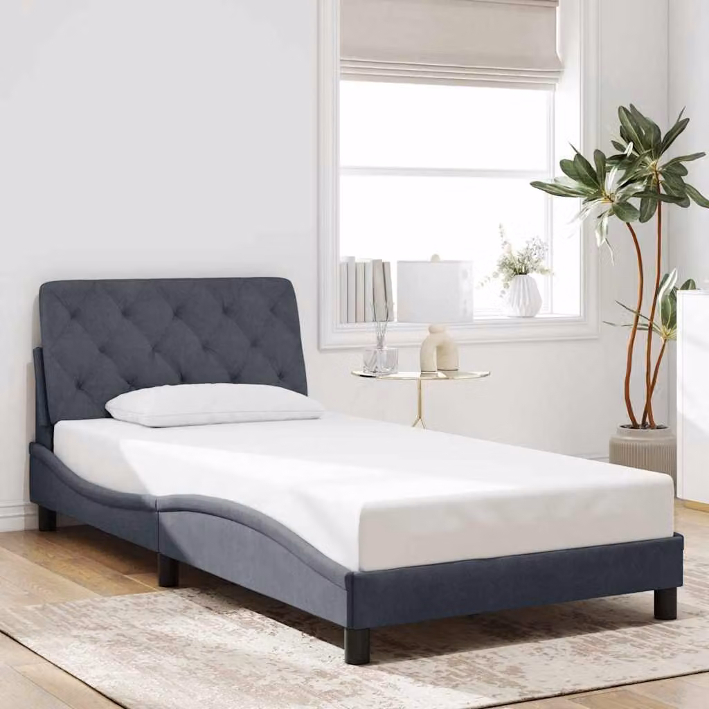 vidaXL Giroletto senza Materasso in Velluto Grigio Scuro L/P: 100 x 200 cm