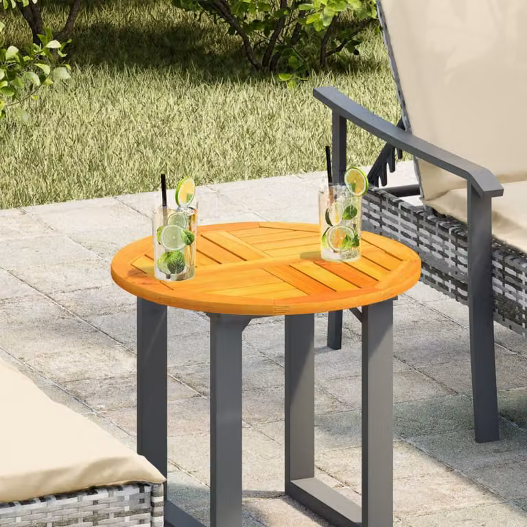 vidaXL Piano per Tavolo Ø50x2 cm Rotondo in Legno Massello di Acacia