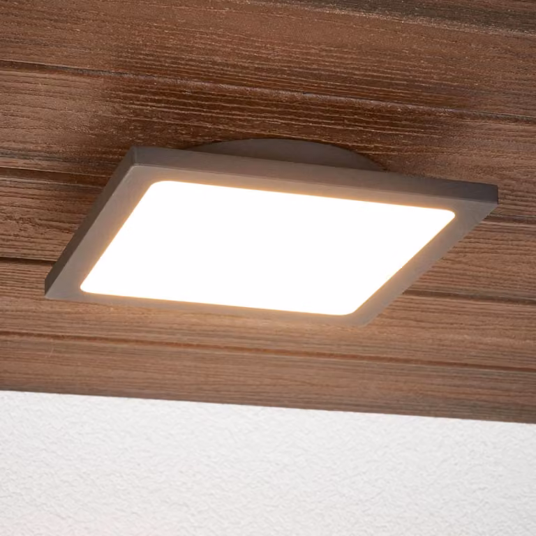 Lucande plafoniera LED da esterni Mabella, 23 cm, sensore, IP65 Mabella, Nero, Alluminio, Moderno, Plafoniere LED