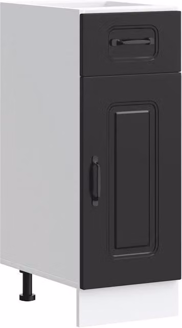 Mobile da cucina moderno HELLOSHOP26 in legno composito nero opaco con ante e cassetti L/P/H: 30 x 46 x 81,5 cm
