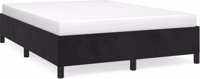 Letto matrimoniale moderno in velluto nero con giroletto senza materasso L/P/H: 140 x 200 x 35 cm