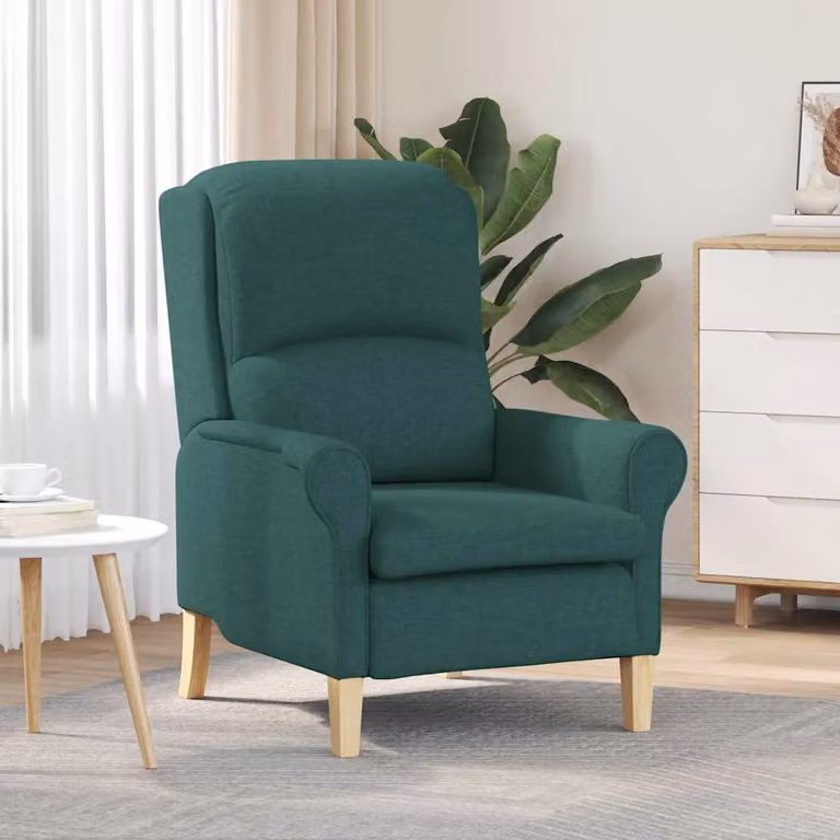 Poltrona moderna vidaXL in tessuto verde con braccioli e struttura in legno L: 76 cm, P: 94 cm, H: 102 cm