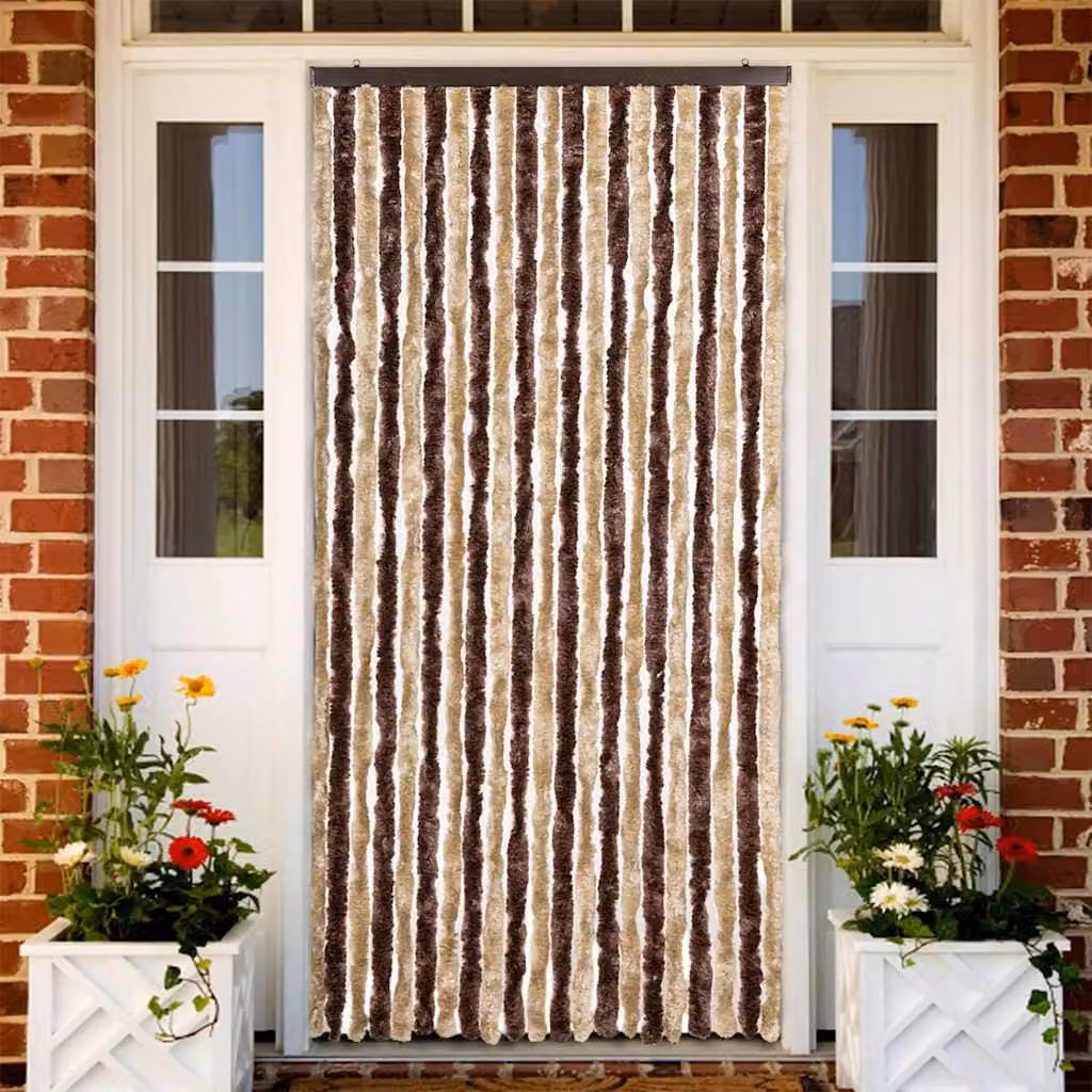 Zanzariera vidaXL a righe beige e marrone in ciniglia e poliestere L: 90 cm, H: 220 cm – 1