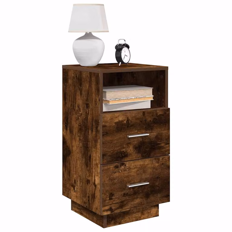 Set di 2 comodini vidaXL con 2 cassetti in stile moderno, colore Rovere Fumo, L/P/H: 36 x 36 x 68 cm