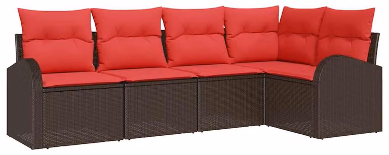 Set Divano da Giardino 5 pcs Marrone polyrattan