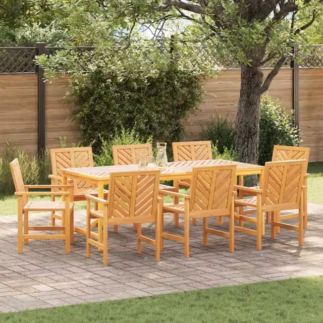 Set da pranzo per giardino e terrazzo vidaXL in legno di acacia oliato marrone, 9 pezzi