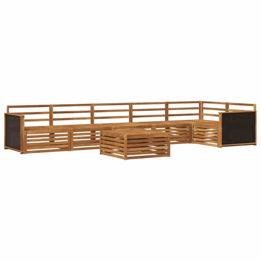 Set di divani da esterno a L vidaXL in legno di acacia massello marrone con 7 pezzi e cuscini inclusi – 2