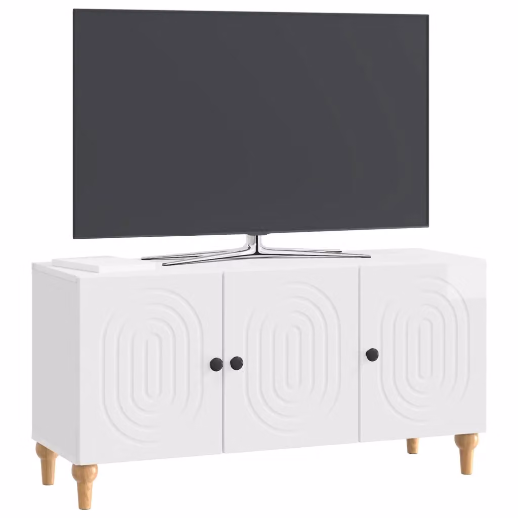 Mobile TV moderno bianco lucido in legno MDF L: 99 cm, P: 34,5 cm, H: 50 cm – 2