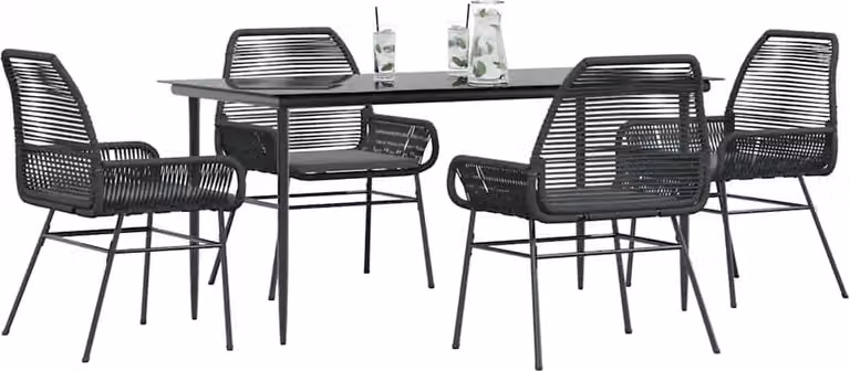 Maison Exclusive - Set da Pranzo da Giardino con Cuscini 5 pz Polyrattan Vetro