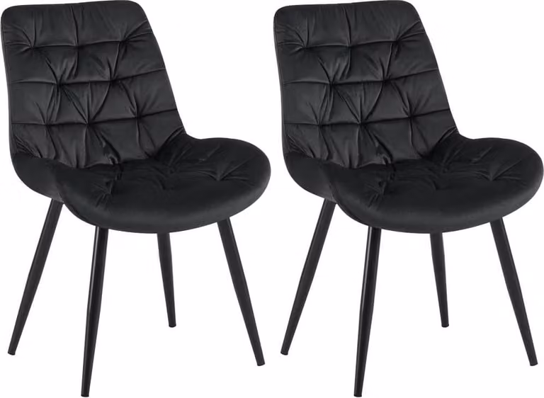 set di 2 sedie da pranzo - sedie in velluto - elevato comfort di seduta | colore: nero