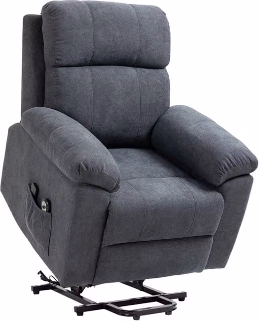 Poltrona Alzapersona Elettrica 85x94,5x103 cm in Tessuto Effetto Lino Grigio