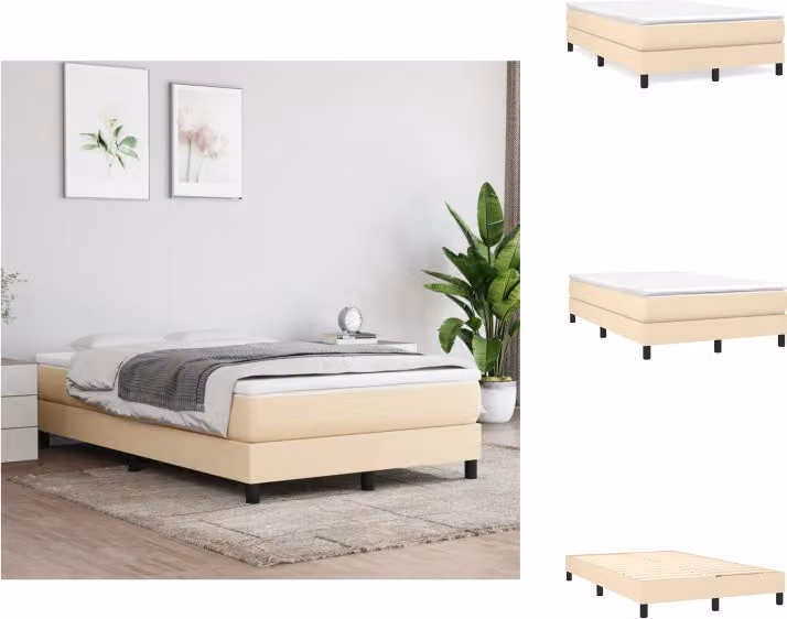 vidaXL Letto a molle insacchettate crema 120x200 cm in tessuto - Letti e strutture letto