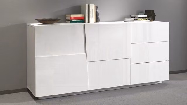 Credenza 2 Ante 180x44x86 cm Pongo 2A 3C Bianco Lucido