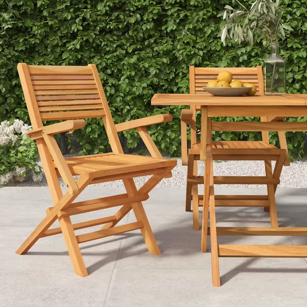 Set di 2 sedie da giardino pieghevoli in legno di teak marrone con braccioli L/P/H: 55 x 62 x 90 cm – 2