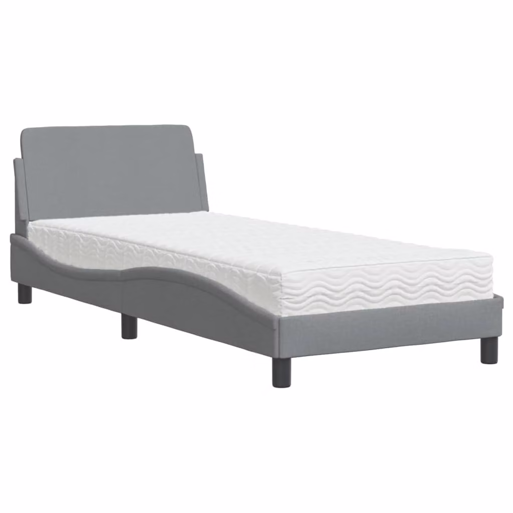 Letto con Materasso Dover Grigio Chiaro 80x200 cm in Tessuto