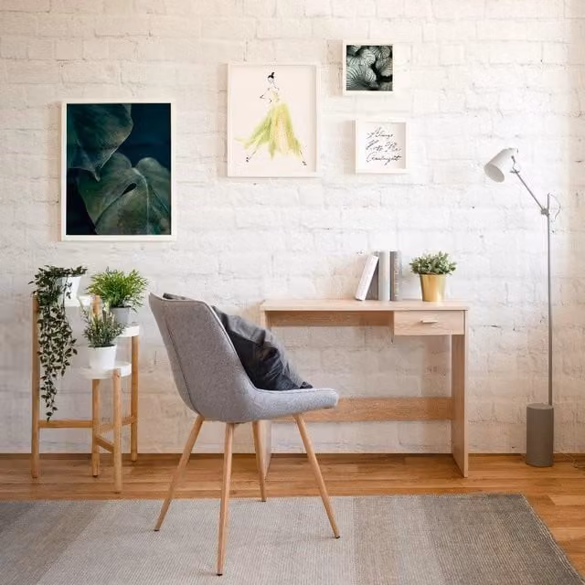 Scrivania Fritz 30 in stile scandinavo colore rovere, L/P/H: 89 x 40 x 74 cm