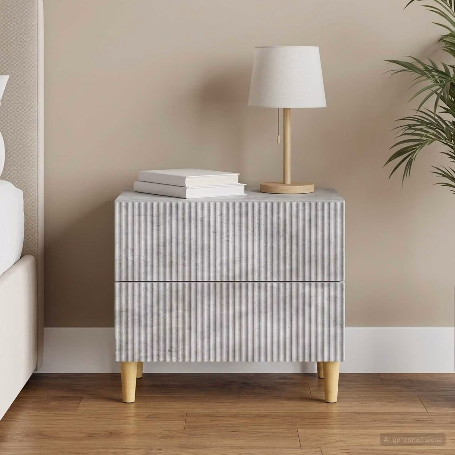 vidaXL Armadio da Notte Moderno con Cassetto in MDF Grigio Cemento L: 62 cm, P: 34,5 cm, H: 48 cm